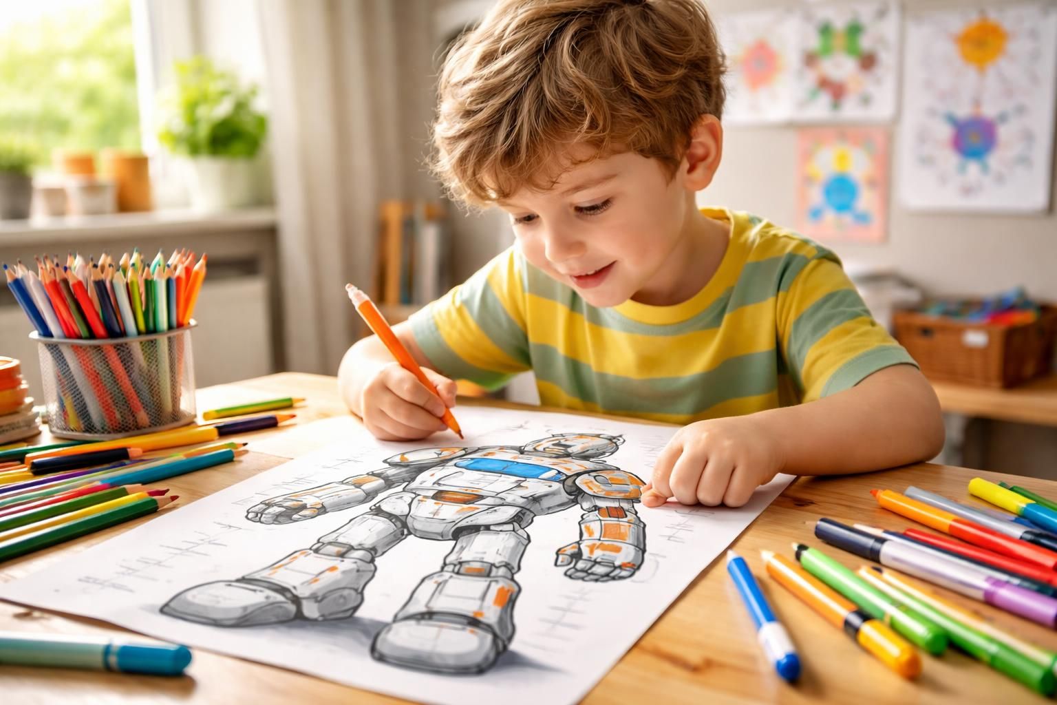 découvrez comment le coloriage d'un robot stimule la créativité des enfants en développant leur imagination, leur concentration et leurs compétences artistiques.